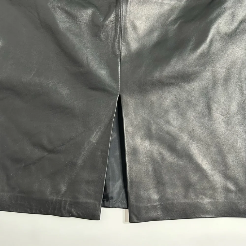 Lafayette 148 New York ADELINA Pencil Skirt 100٪ Supple Paneled Leather Bodycon